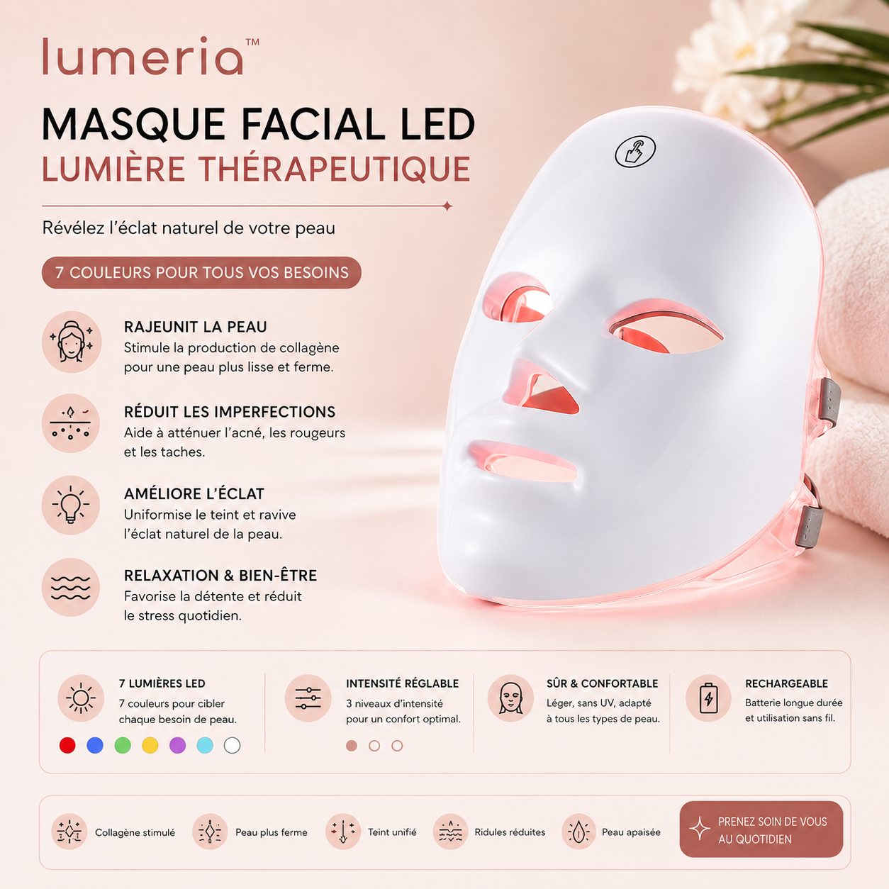 Masque facial led
