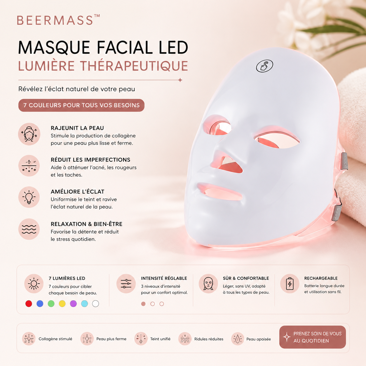 Transformez votre peau avec le masque facial led